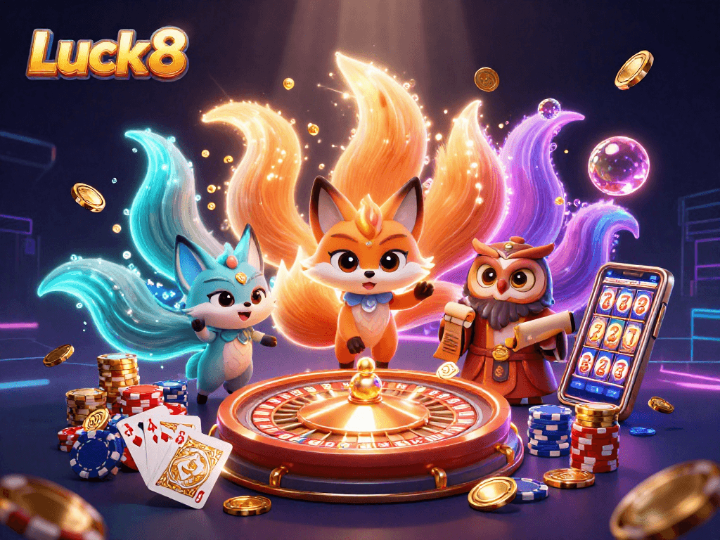 Experience the exciting world of Luck8 with vibrant spirits and thrilling casino gameplay.