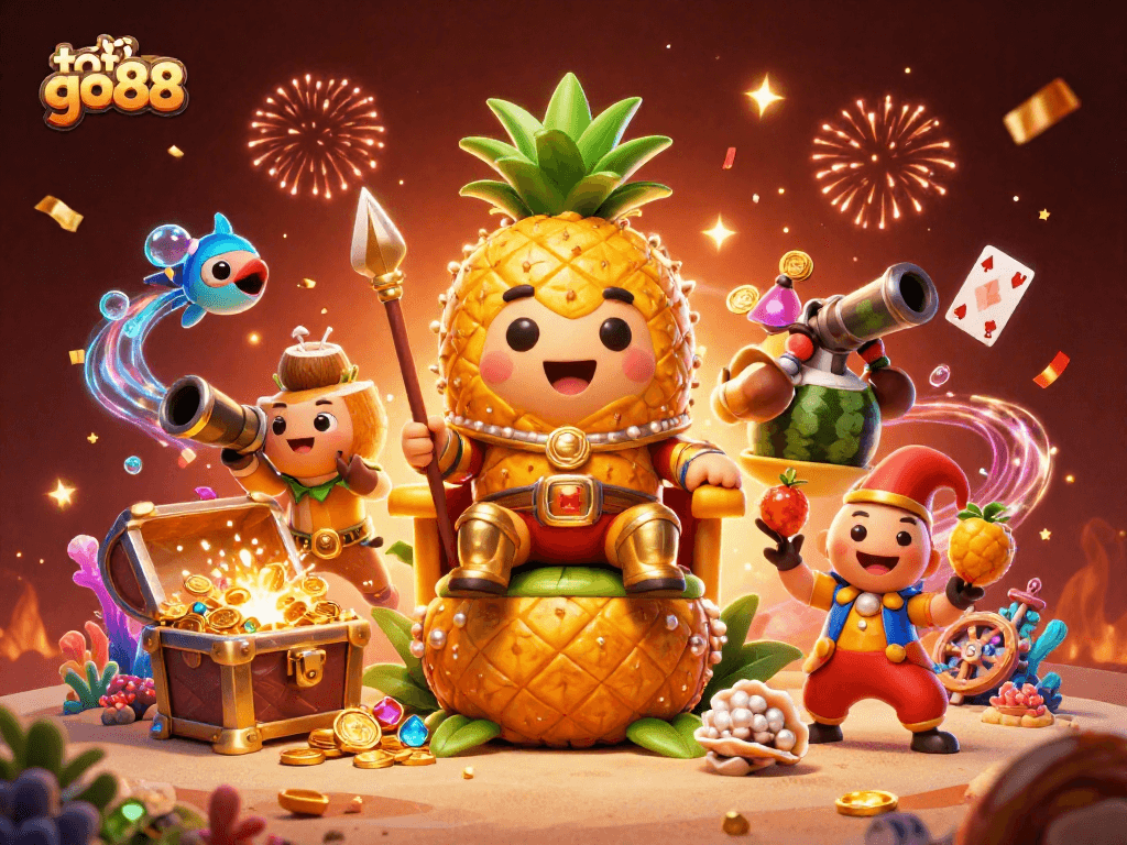 Win big with tải go88 in this vibrant 3D casino illustration featuring unique characters and game elements.