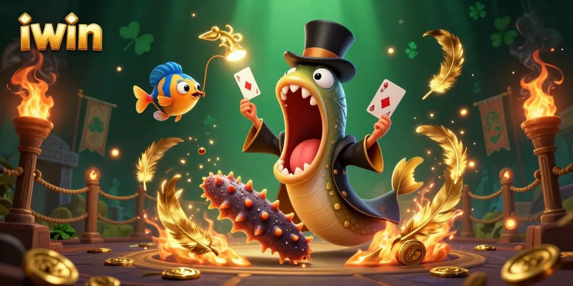 iwin showcases a magical casino scene with characters performing thrilling tricks amidst stunning visuals.
