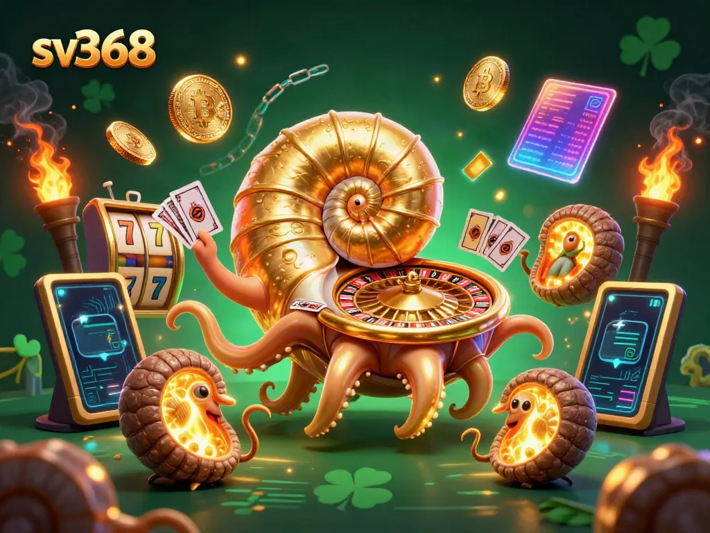Experience the thrill of sv368 with ancient nautilus and glowing elements in a vibrant casino scene.