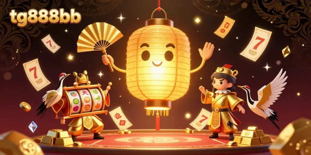 Engage with tg888bb in a vibrant night market casino scene full of gold treasures and lucky symbols.