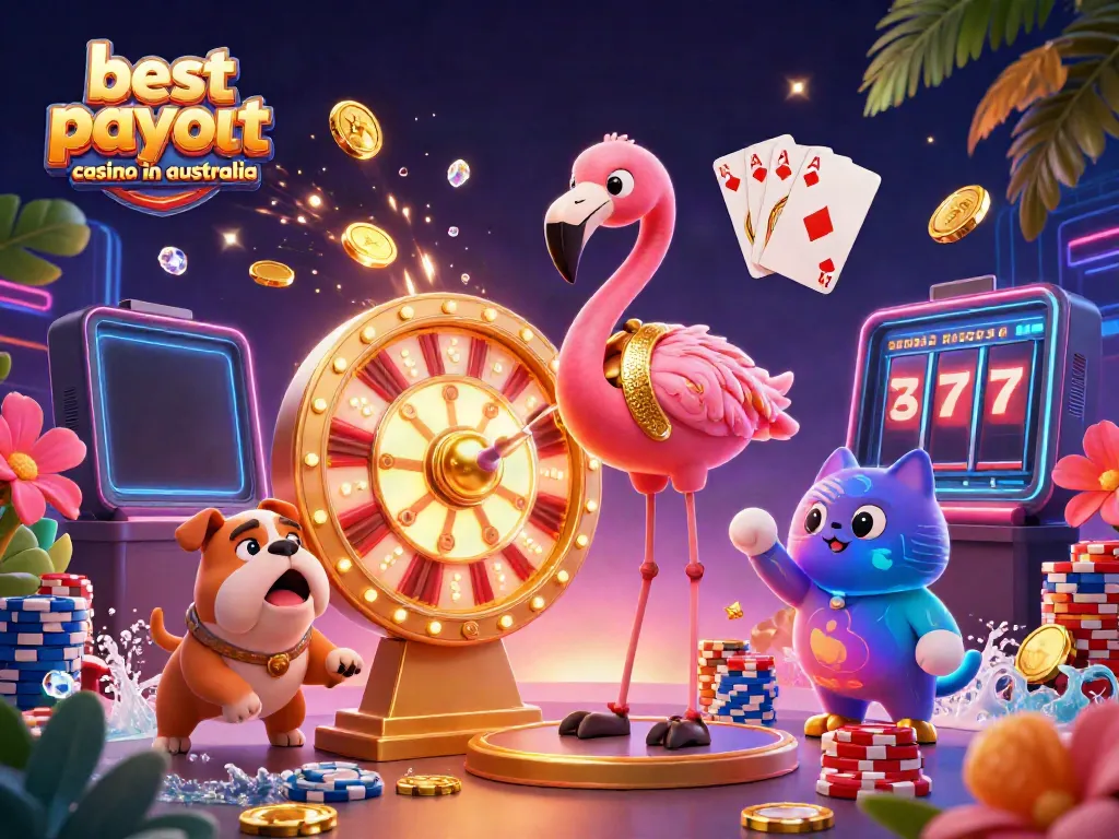 Experience the excitement at the best payout casino in australia with a lively game show scene featuring vibrant characters and rich visuals.