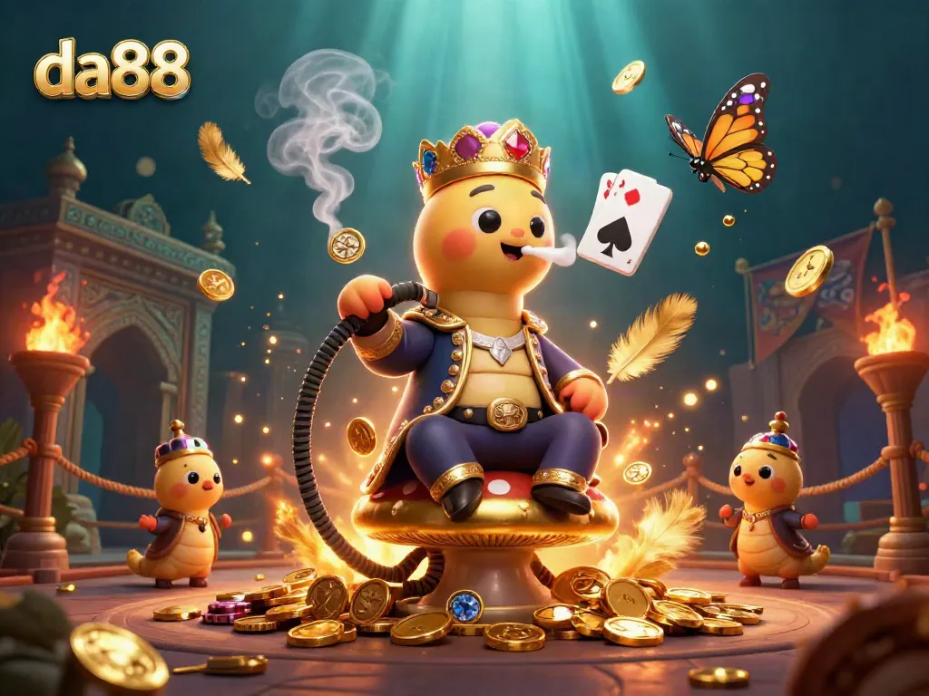 Engaging visual of da88 adventure showcasing a whimsical scene with poker elements and vibrant casino motifs.