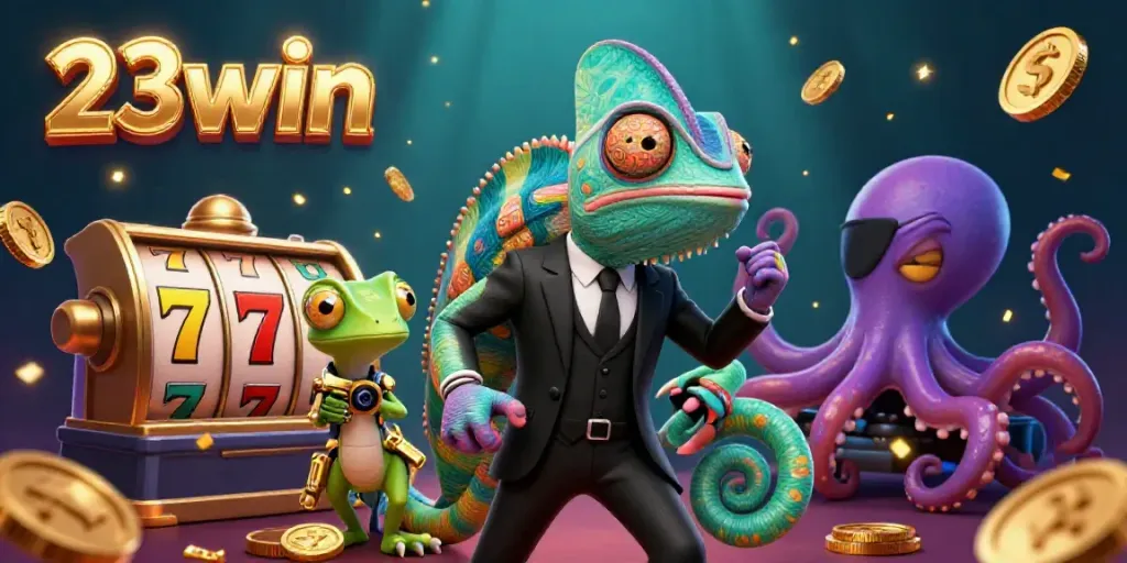 Experience thrilling gameplay with 23win featuring dynamic slot reels and vibrant characters in action.