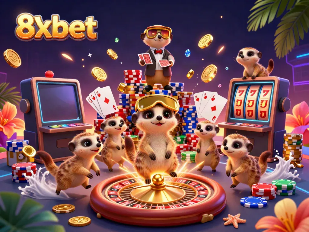 Experience thrilling moments at 8xbet's vibrant casino with meerkats showcasing excitement and fun.