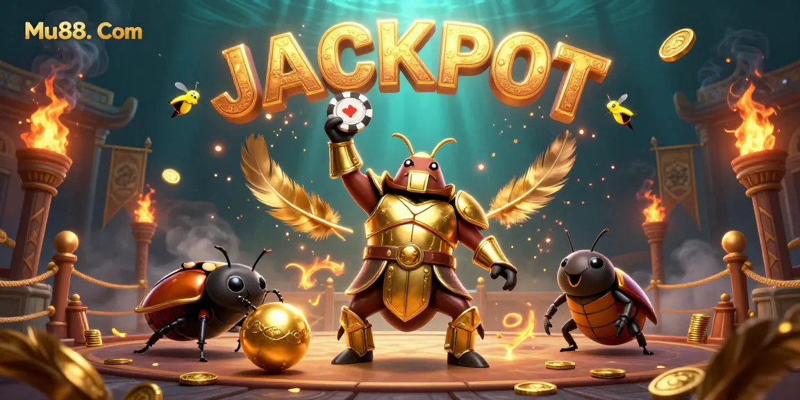 Join the excitement of Mu88. Com as a heroic beetle claims victory with a poker chip!