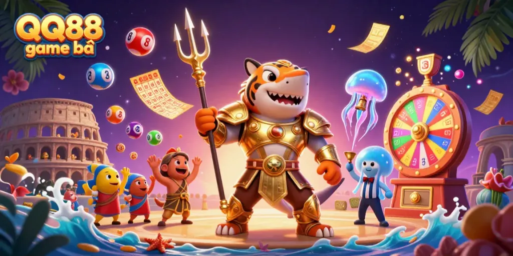 Experience thrilling QQ88 game bài action with this vibrant underwater casino scene featuring dynamic gaming elements.