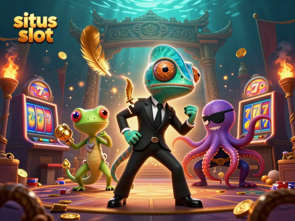 Experience exciting gameplay at situs slot with dynamic characters and vibrant slot machines.