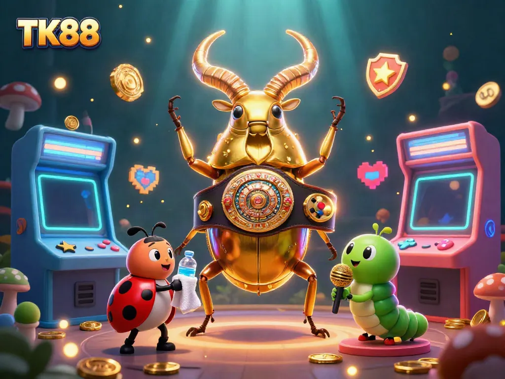 TK88 offers an exciting boxing match between a giant beetle and ladybug, showcasing thrilling gambling adventure.