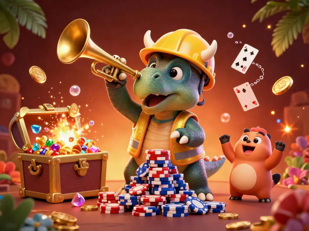 Celebrate with Fun88 chính thức as 3D triceratops and parasaurolophus create an exciting gambling scene.