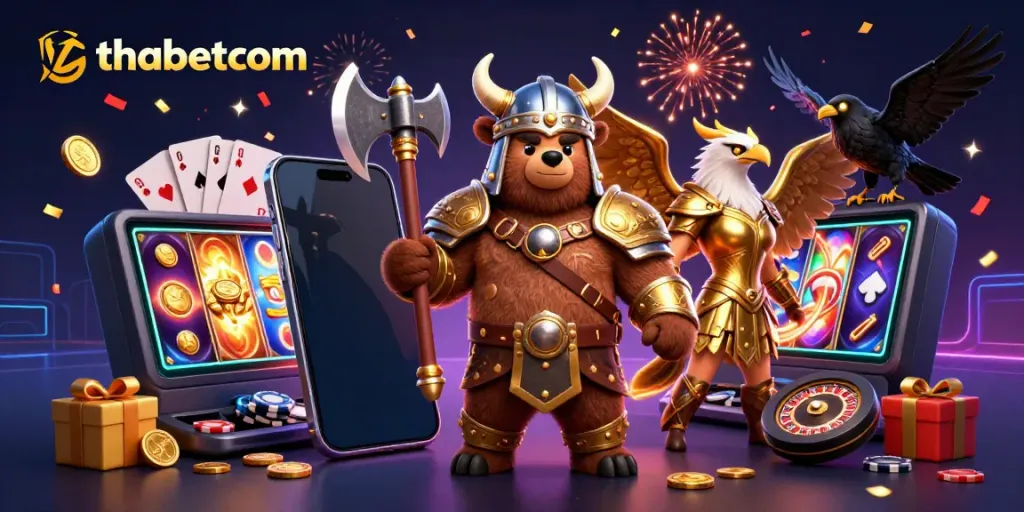 Engage in thrilling gameplay with thabetcom's captivating 3D casino scene featuring exciting character elements.
