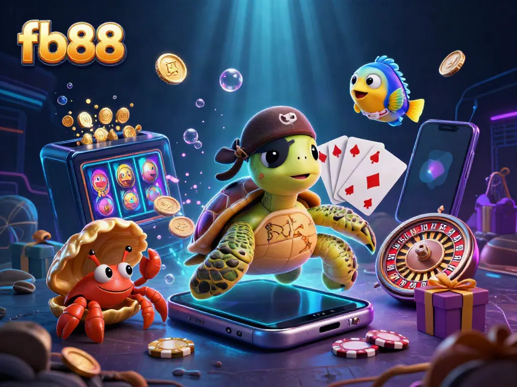Experience the thrill of fb88 with a vibrant underwater casino scene featuring dynamic characters and game elements.