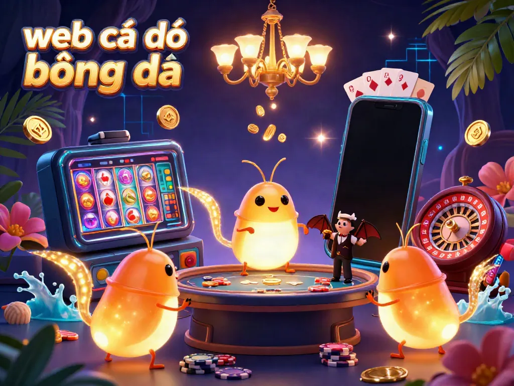 Experience the excitement of web cá độ bóng đá in this lively glowworm casino scene with bioluminescent elements and a bat dealer.
