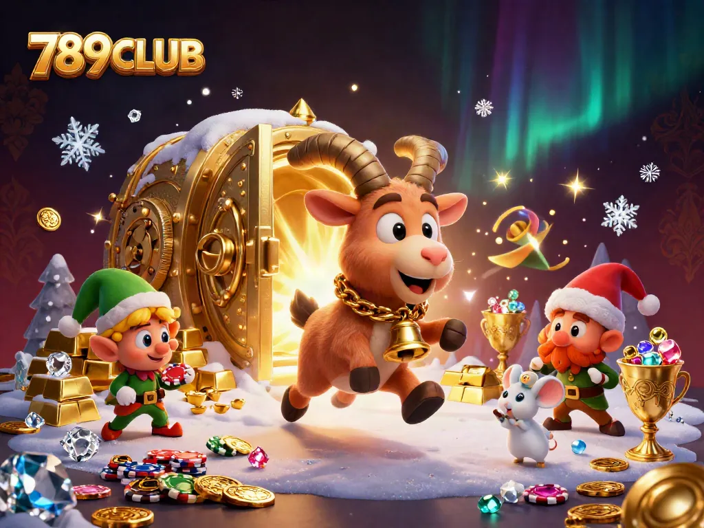 Capture the excitement at 789CLUB as mischievous gremlins steal poker chips in a vibrant casino.