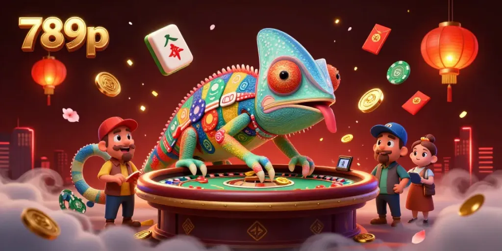 Experience thrilling gameplay at 789p casino with a vibrant 3D chameleon owner surrounded by exciting game elements.