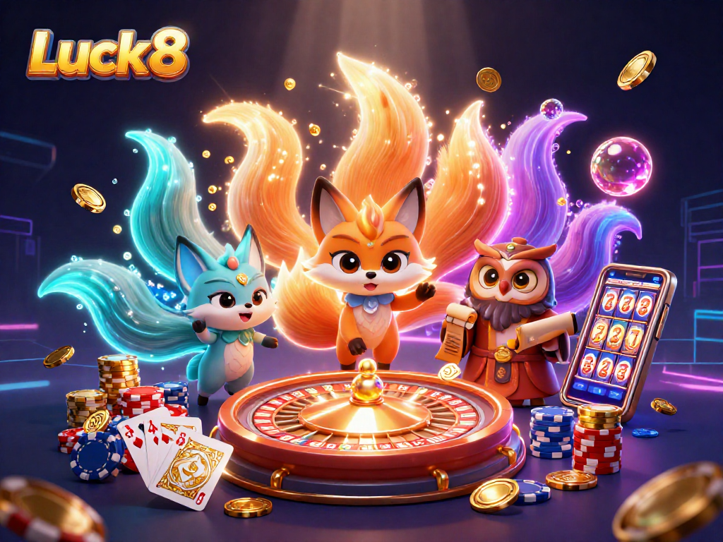 Experience the exciting world of Luck8 with vibrant spirits and thrilling casino gameplay.