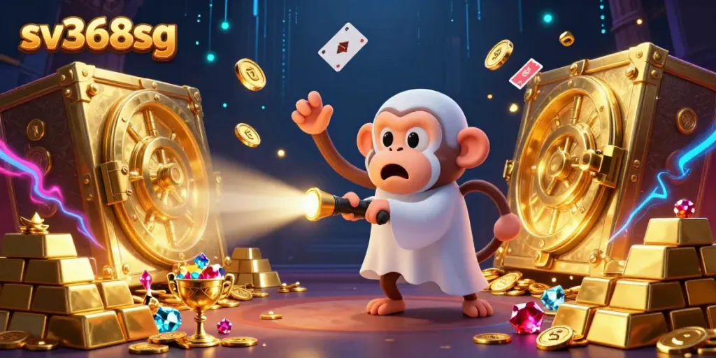 Experience the excitement at sv368sg with a poltergeist monkey juggling treasures in a haunted casino.